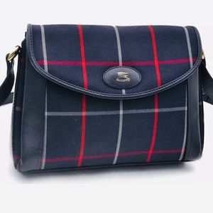 Authentic Burberrys Check  Leather Navy